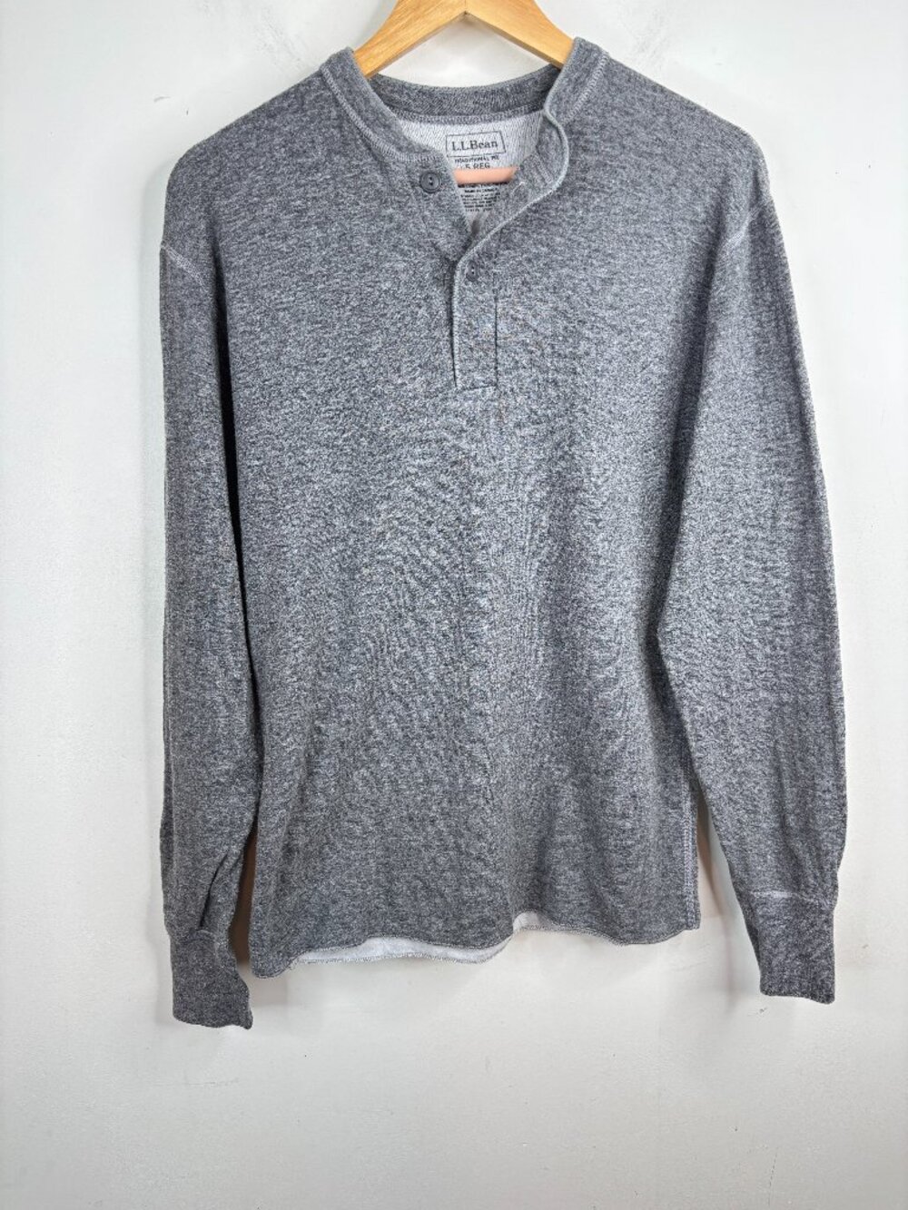VTG LL Bean Two Layer River Driver's Shirt Men S Wool Base Layer Henley Grey Ski
